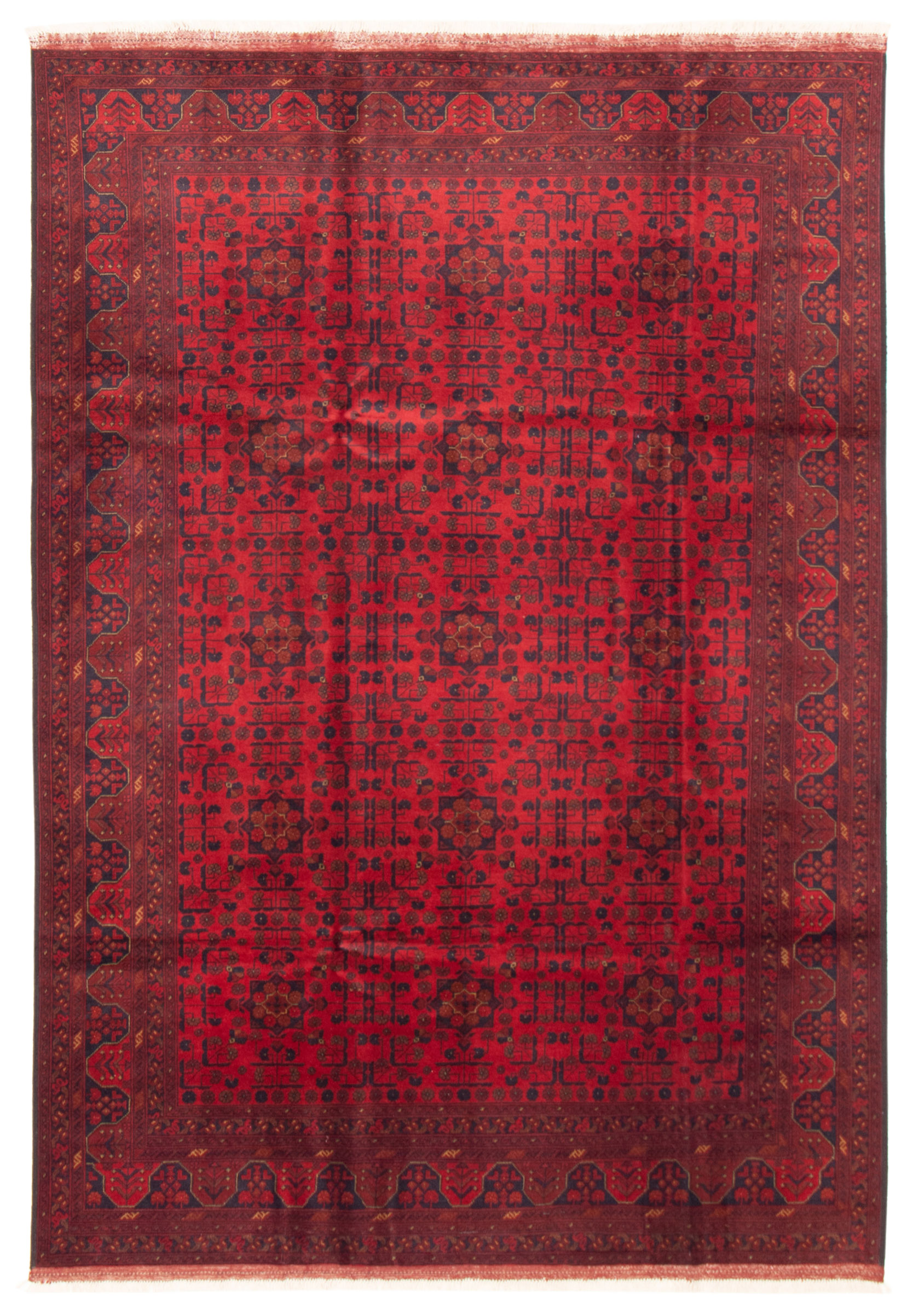 eCarpet Gallery Area Rug for Living Room Hand-Knotted Wool Rug 328796 Finest Khal Mohammadi Bordered Red Rug 5'7 x 7'9 Bedroom 